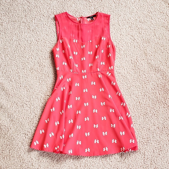 Forever 21 Dresses & Skirts - Beautiful Orange Mesh White Bows Ribbons Dress